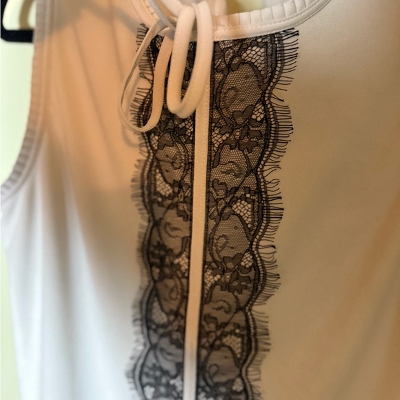 Karl Lagerfeld Career Lace White/Black Tank Ruffle Neck Small - Picture 4 of 9